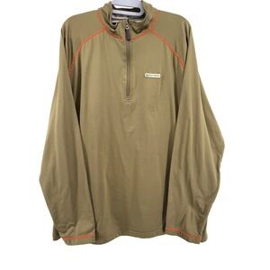 Banded 1/4 Zip Pullover Mens XL Brown Orange Stitching Performance Hunting Shirt